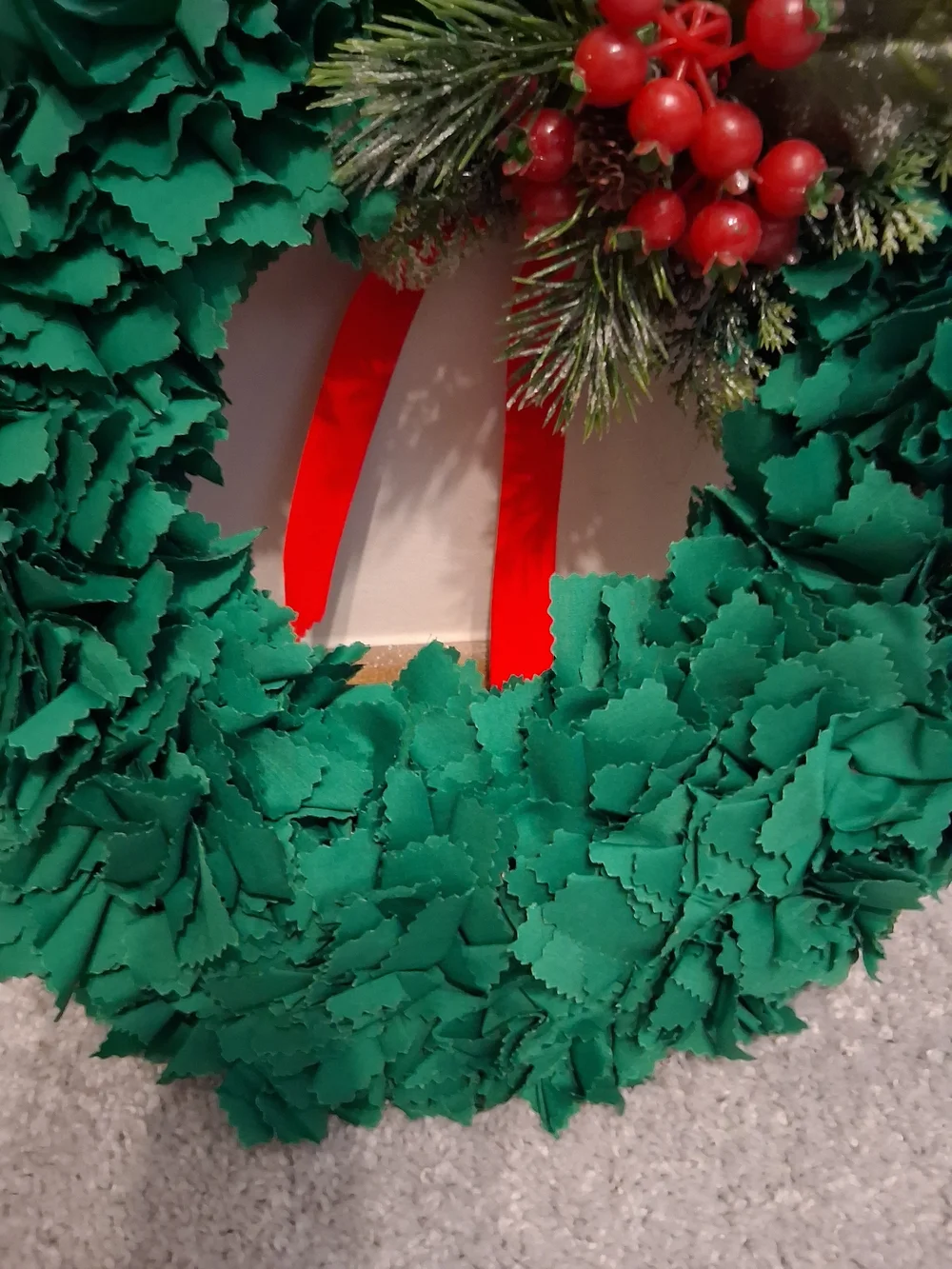 Festive Green Holiday Wreath with Red Berry Accent